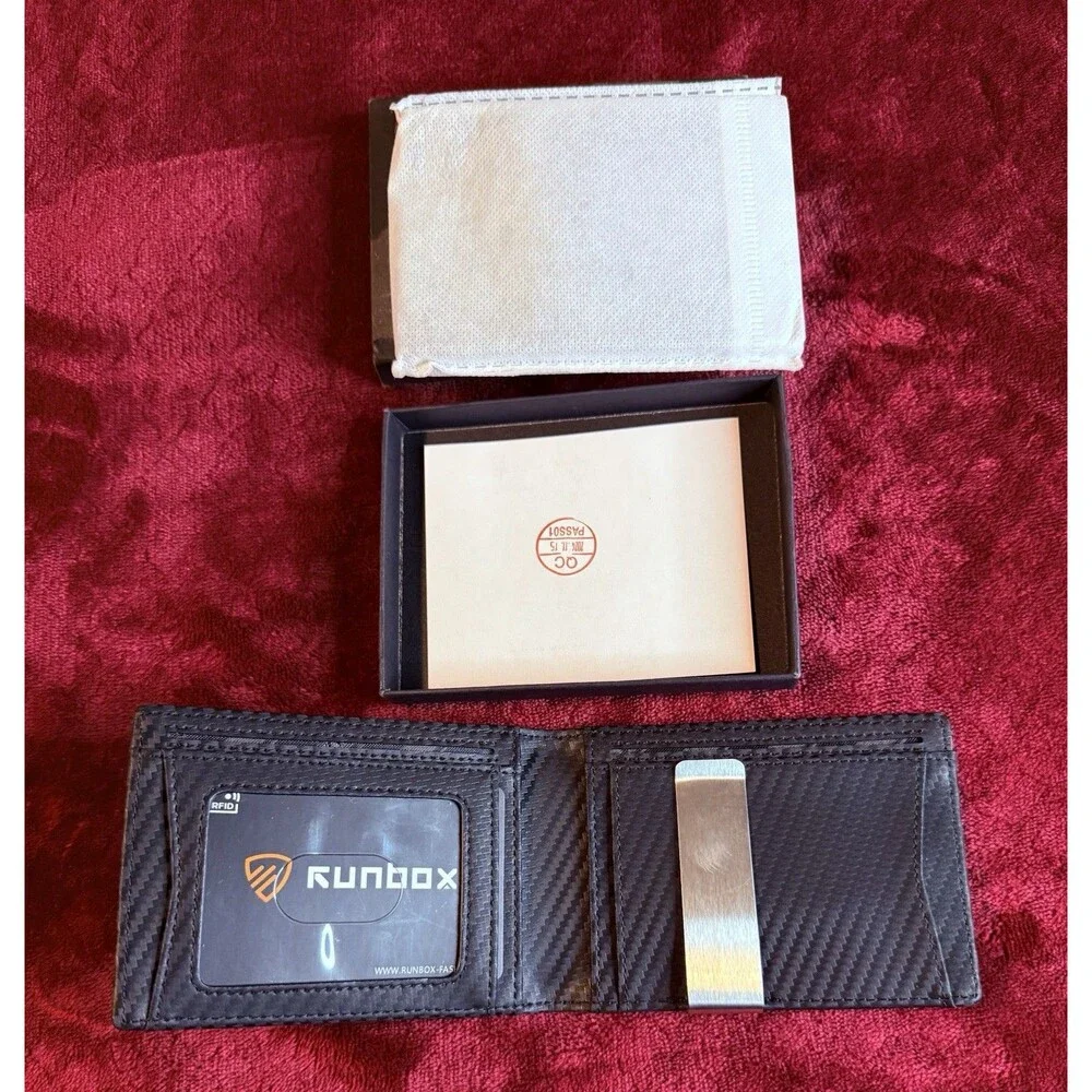 Mens Slim Leather Wallet with Money Clip RFID Blocking Bifold Credit Card Holder